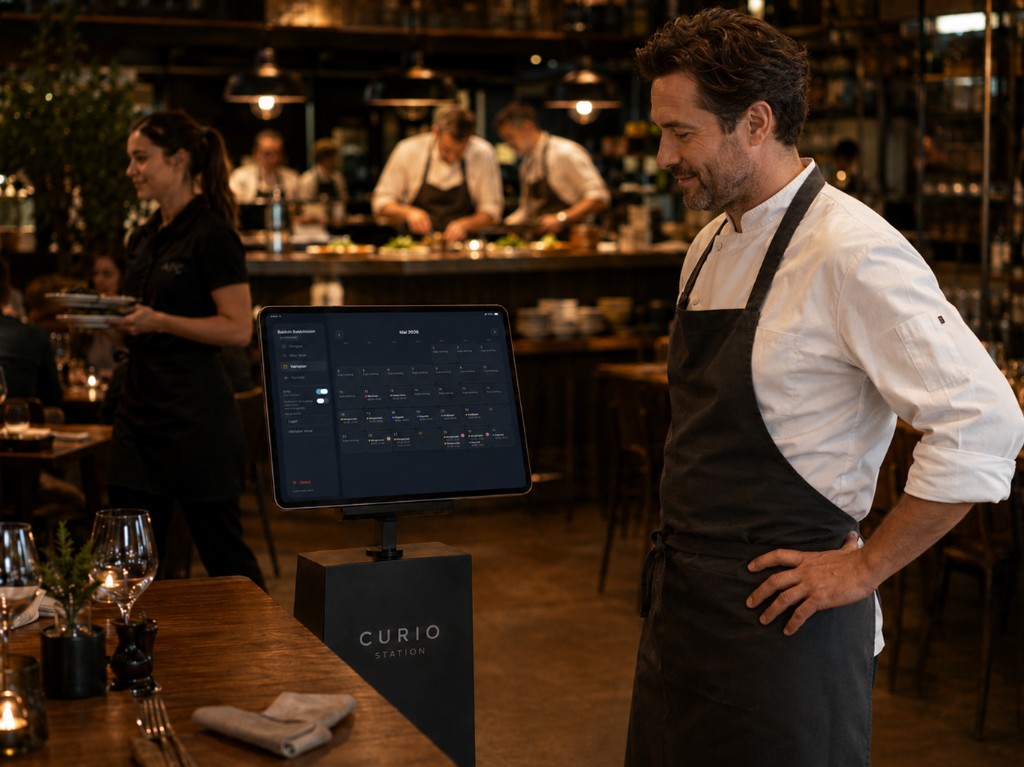 Chef using a floor-stand Curio Station in a restaurant
